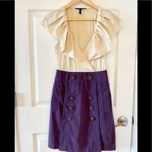 BCBG Cream/Purple Dress (Size 0)